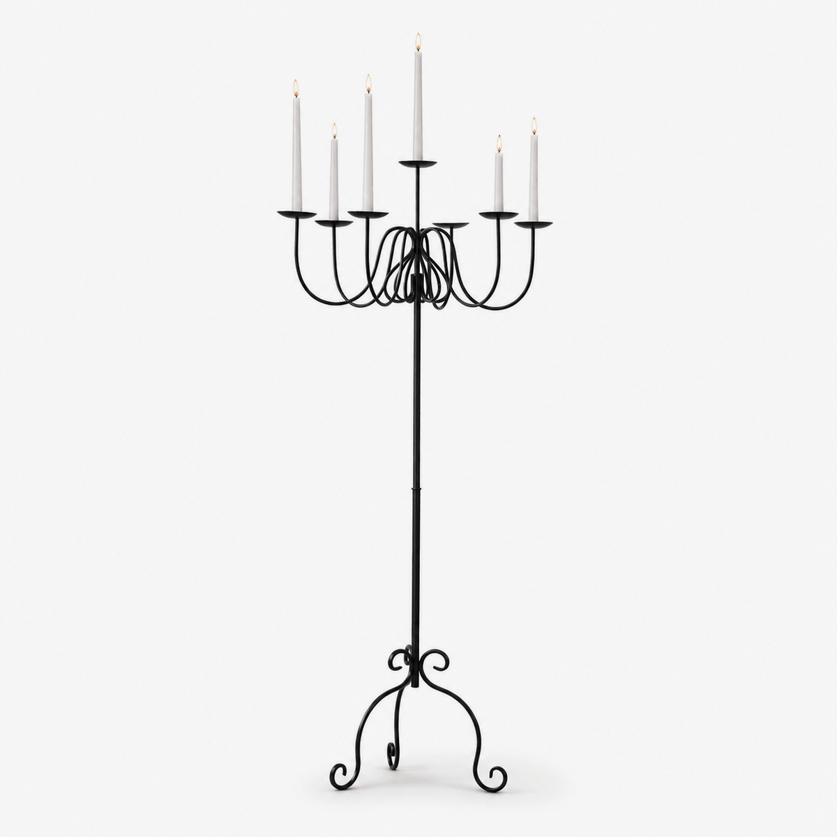 Wrought Candelabro de pie en hierro forjado
