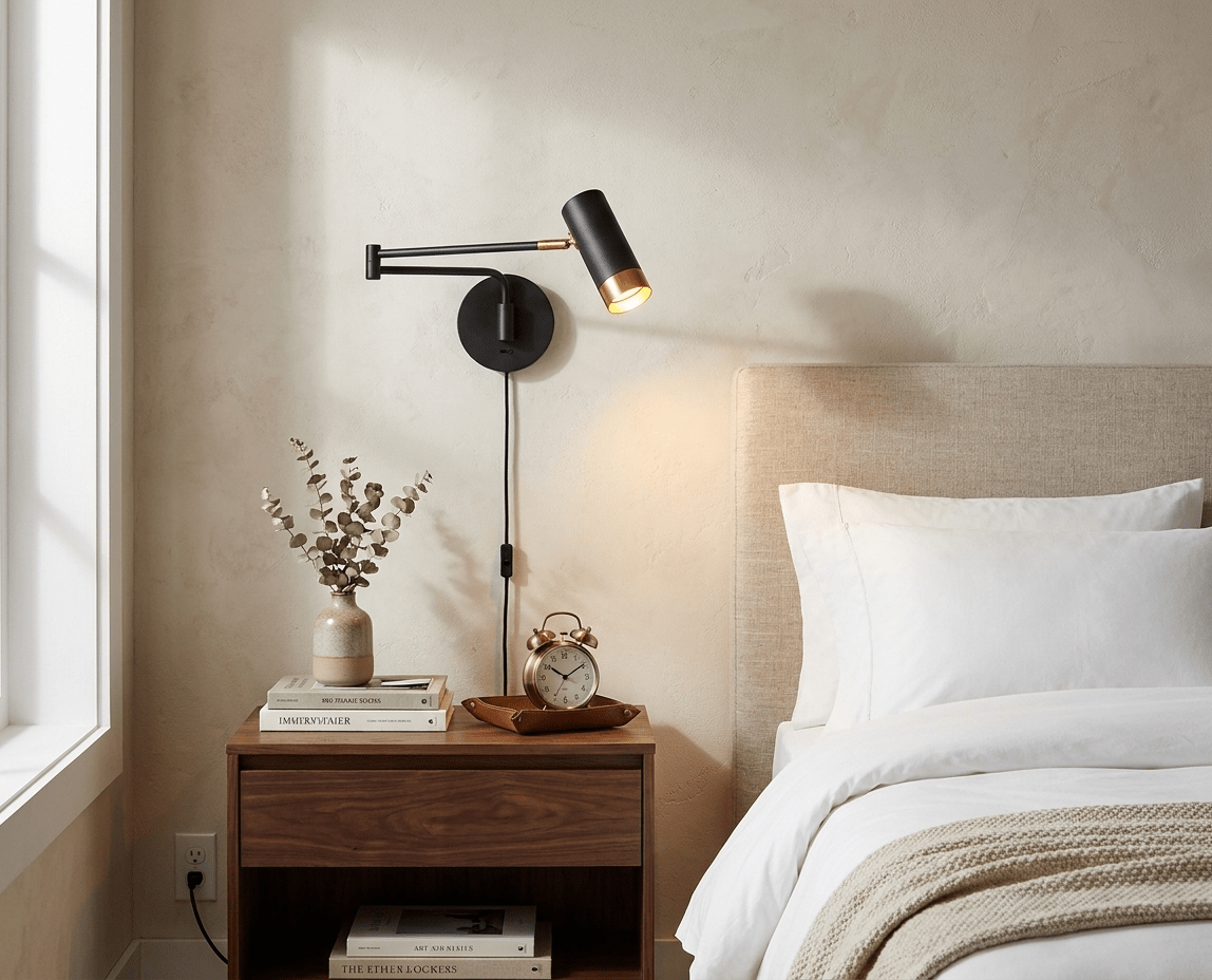 Seloelia aplique de pared Ridge Arm con enchufe enchufable