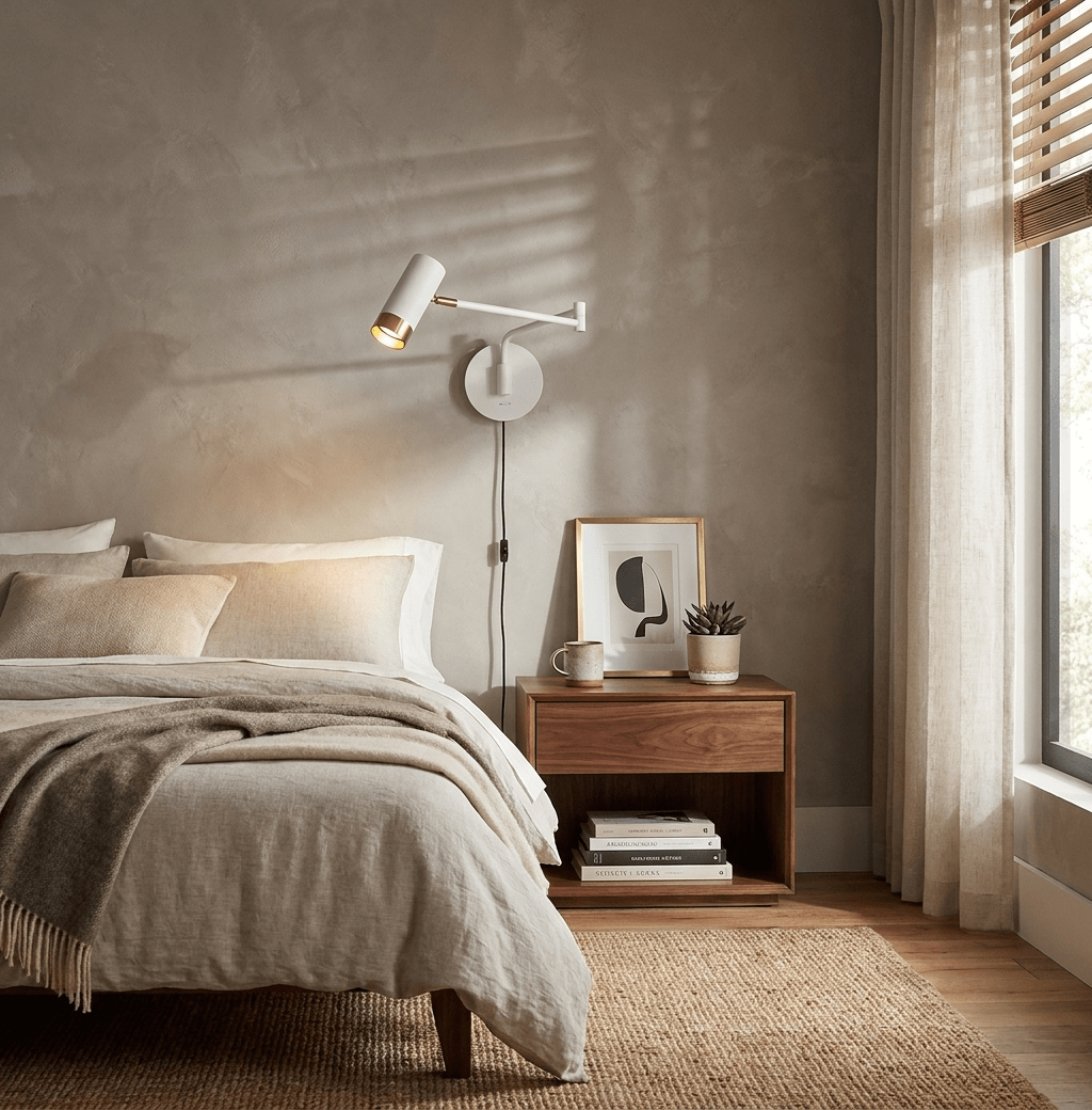 Seloelia aplique de pared Ridge Arm con enchufe enchufable