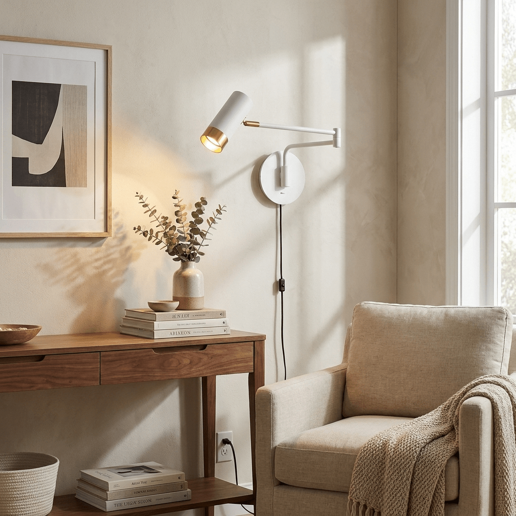 Seloelia aplique de pared Ridge Arm con enchufe enchufable