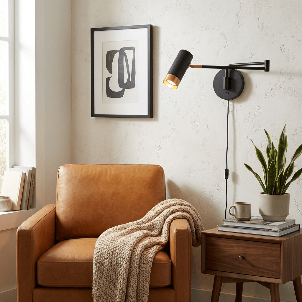 Seloelia aplique de pared Ridge Arm con enchufe enchufable