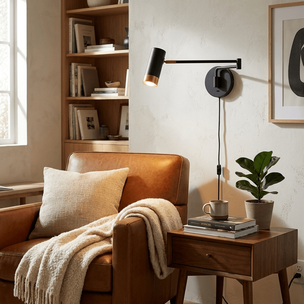 Seloelia aplique de pared Ridge Arm con enchufe enchufable