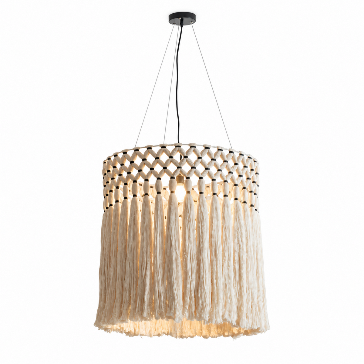 Ulmont Lámpara colgante de macramé con borlas