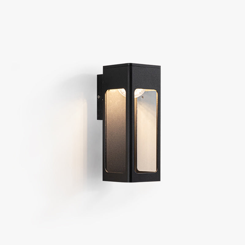 Ray Moderno Rectangular Aplique de Pared Exterior Negro