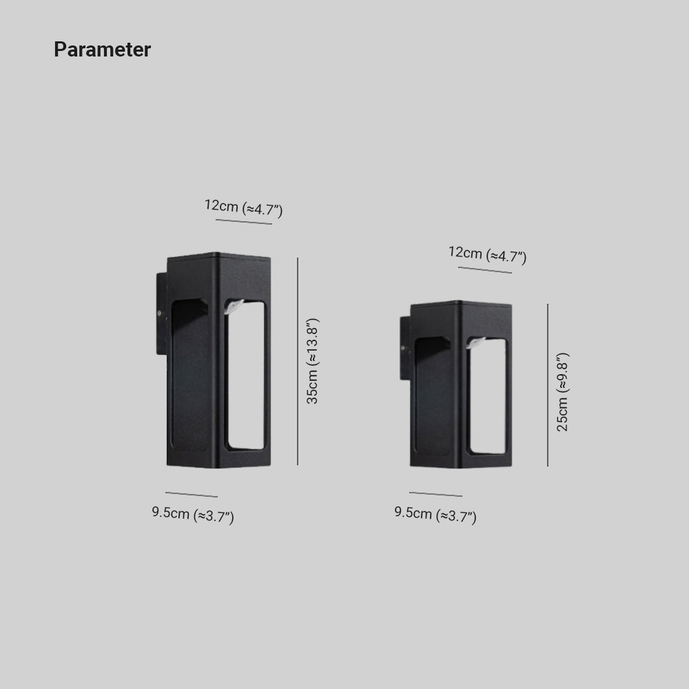 Ray Moderno Rectangular Aplique de Pared Exterior Negro