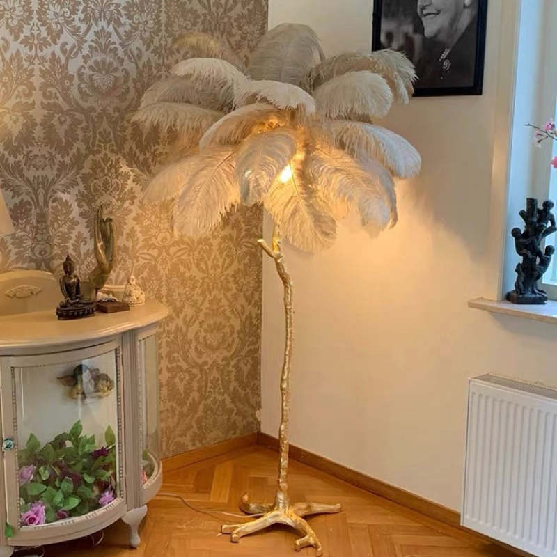 O'Moore Luxury Árbol Pluma/Resina Lámpara de Pie/Mesa