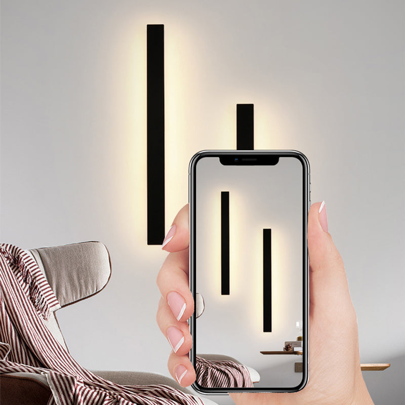 Ray Minimalista Lineal Metal Acrílico Aplique de Pared Exterior Negro