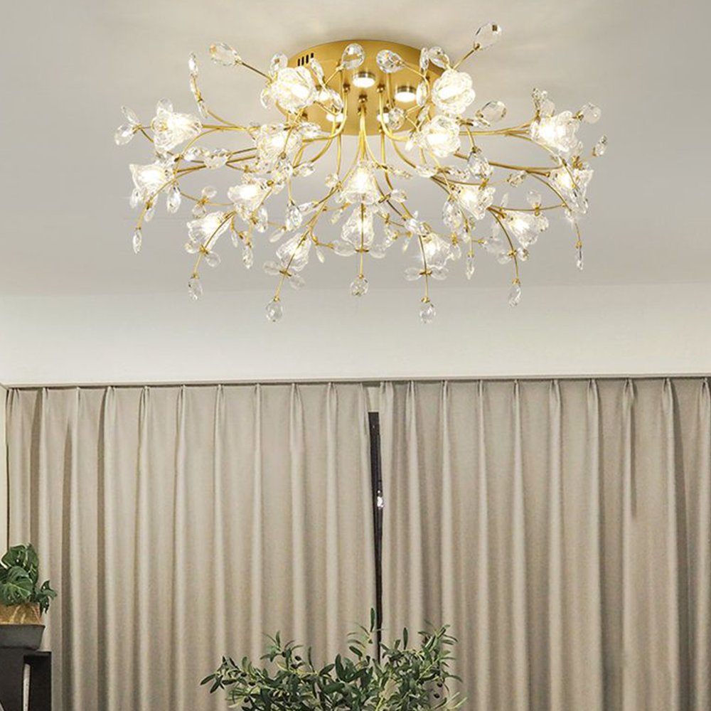 Arisha Moderna Decorativa Metal/Vidrio Lámpara de Techo Dorada