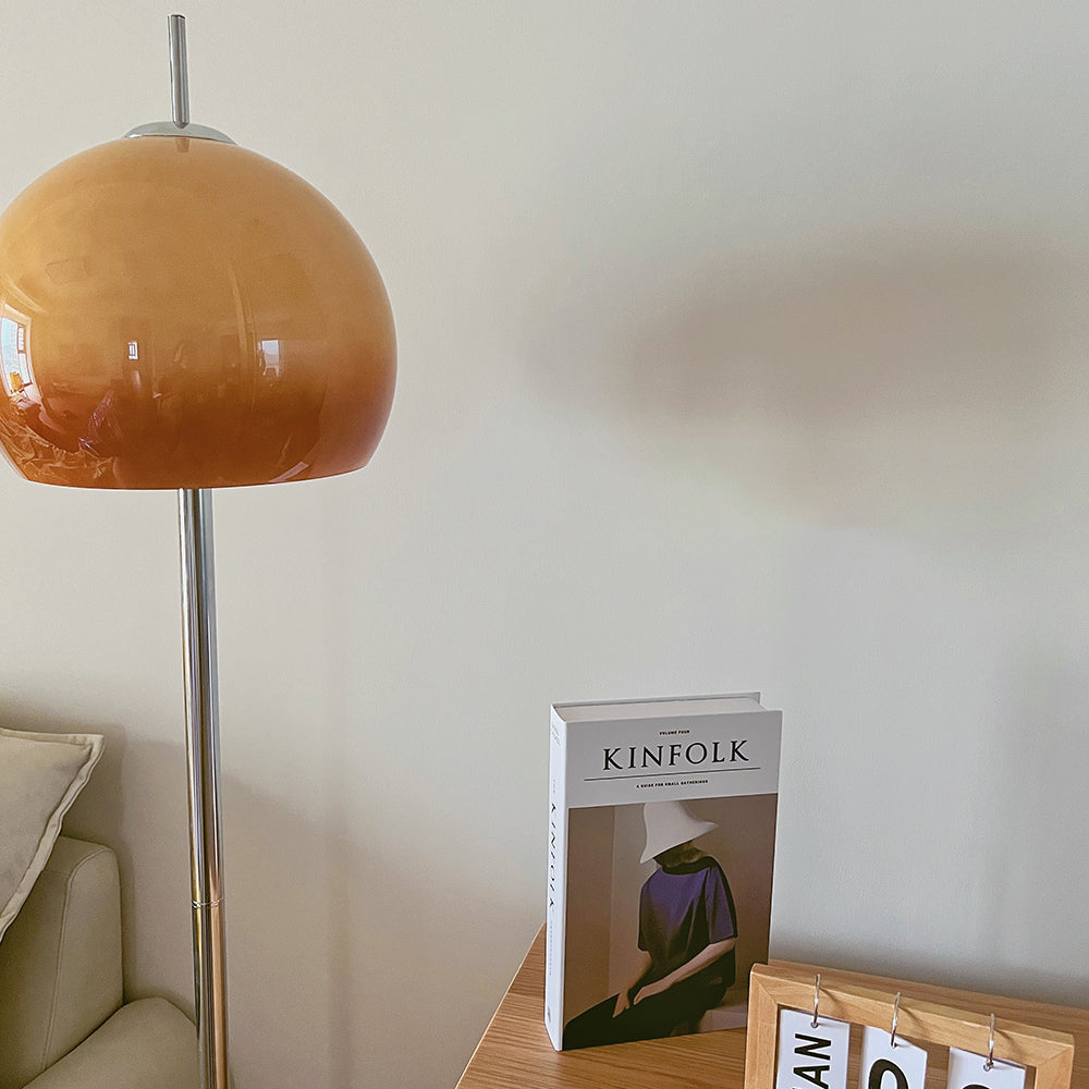 Mira Moderna Semicircular Metal /Vidrio Lámpara de Pie Naranja