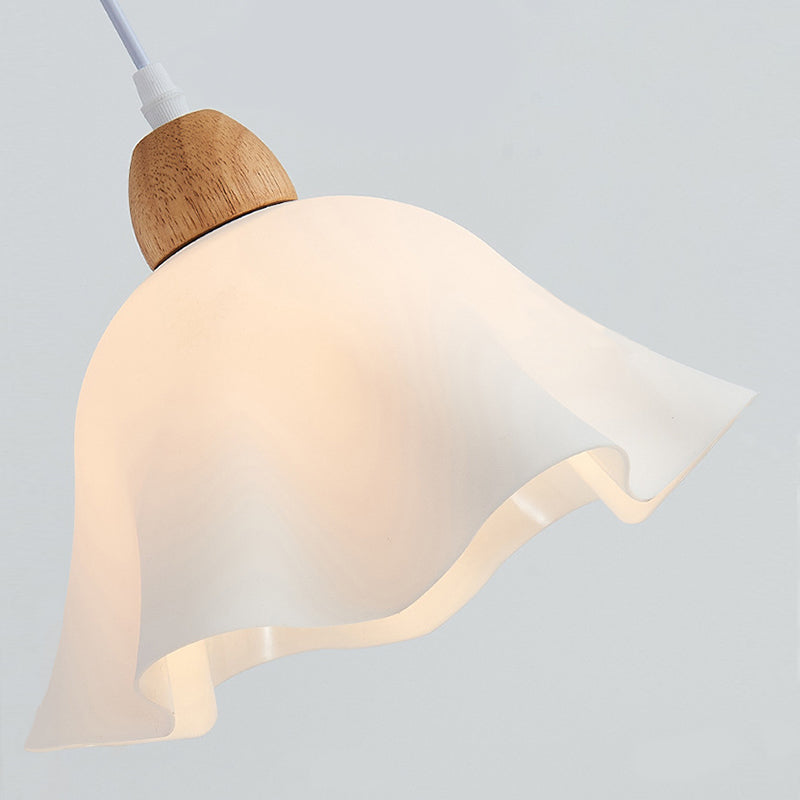 Muto Minimalista Flor Madera/Acrílico Lámpara Colgante Blanca