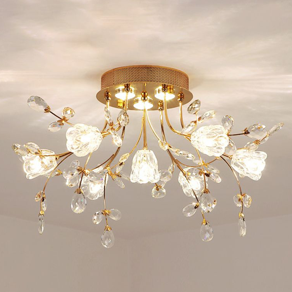 Arisha Moderna Decorativa Metal/Vidrio Lámpara de Techo Dorada