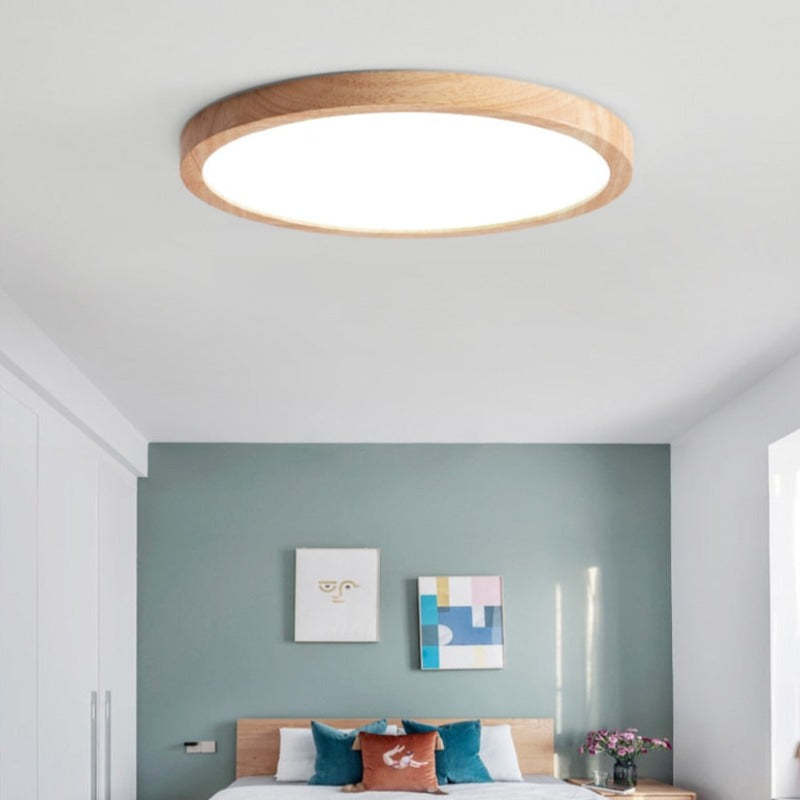 Muto Moderna Redonda LED Acrílico Lámpara de Techo Madera