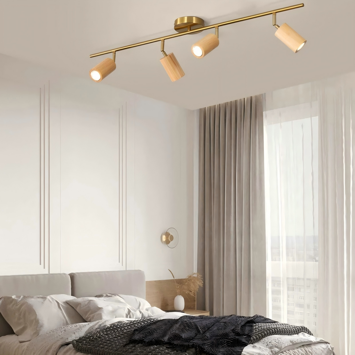 Elvarena Lámpara de riel LED de madera