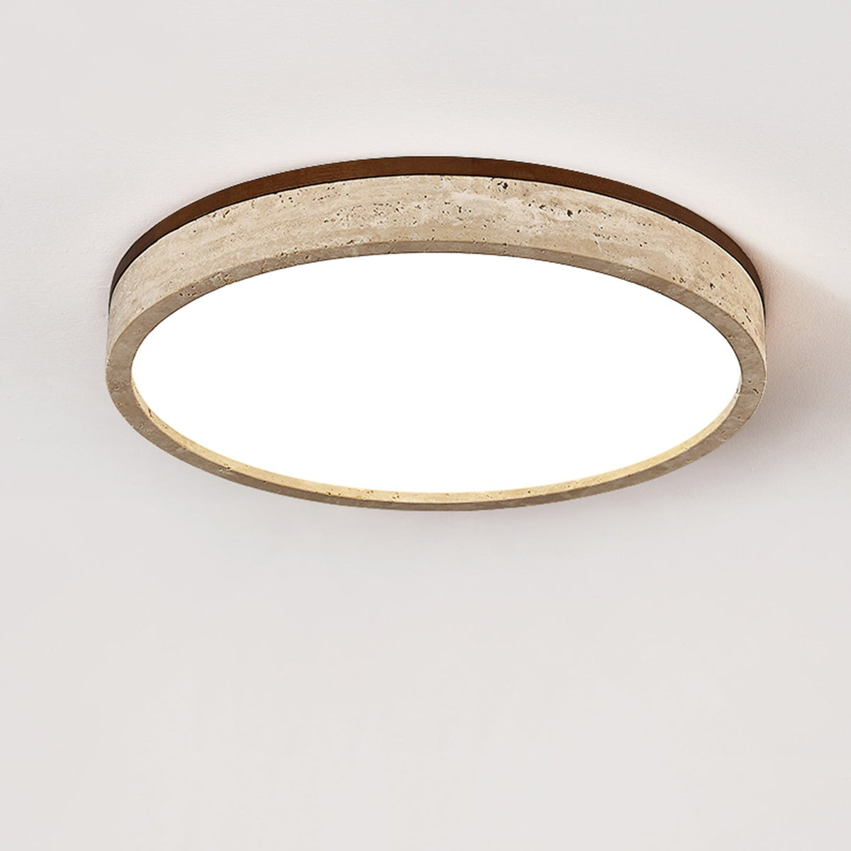 Xoan lámpara de techo Glowly con halo redondo de travertino