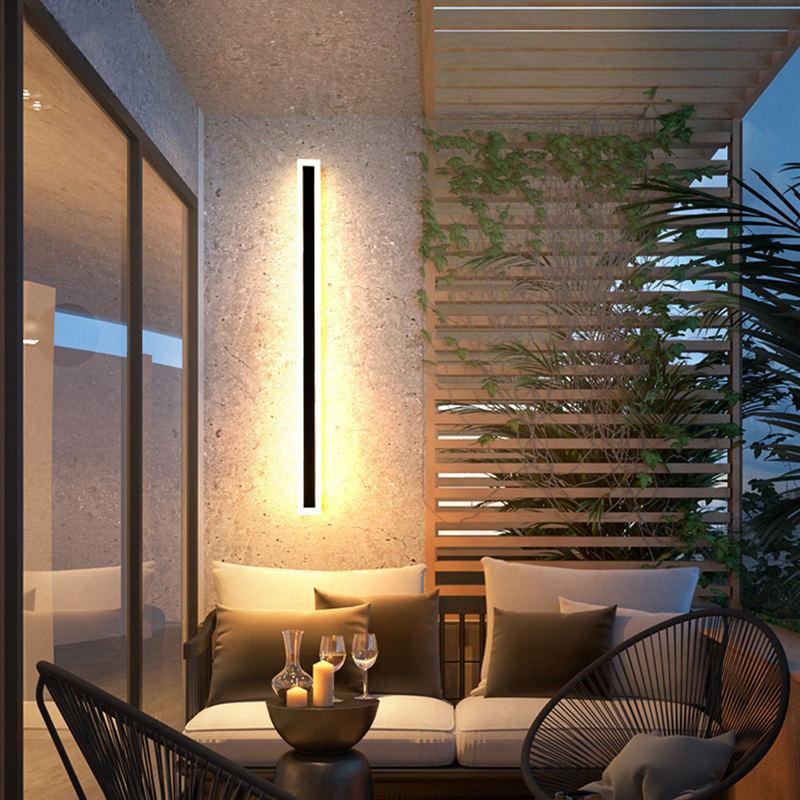 Ray Moderna Lineal Metal Aplique de Pared Exterior Negra