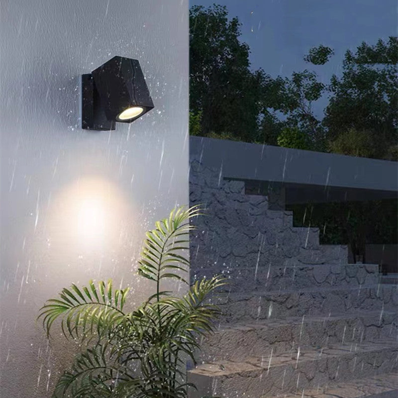 Ray Minimalista Foco Rectangular Metal Aplique de Pared Exterior Negro
