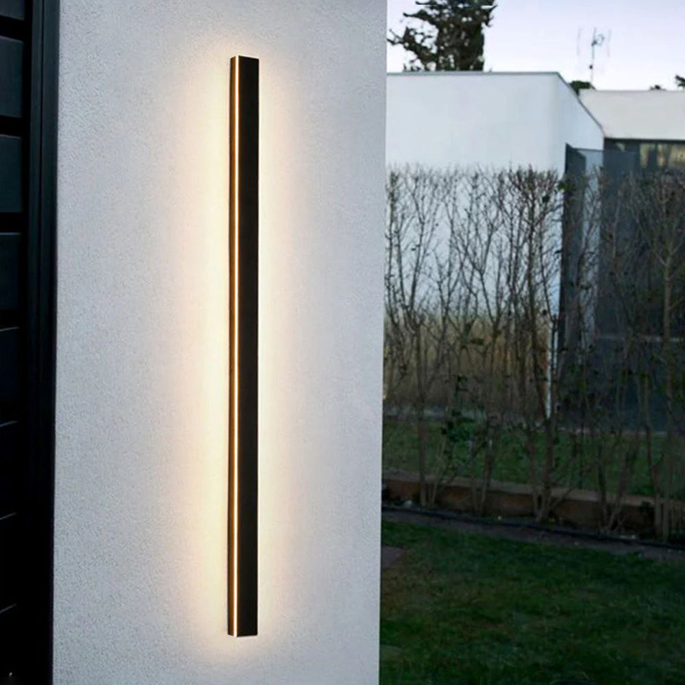 Ray Minimalista Lineal Metal Acrílico Aplique de Pared Exterior Negro
