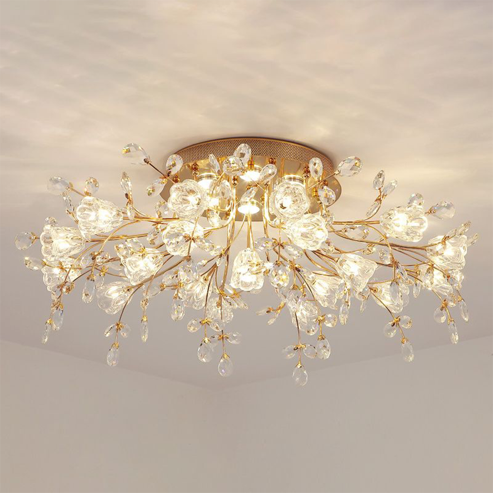Arisha Moderna Decorativa Metal/Vidrio Lámpara de Techo Dorada