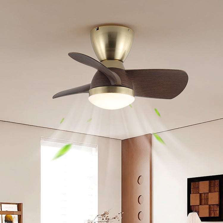 Aldiian ventilador de techo con luz minimalista de latón y madera de nogal