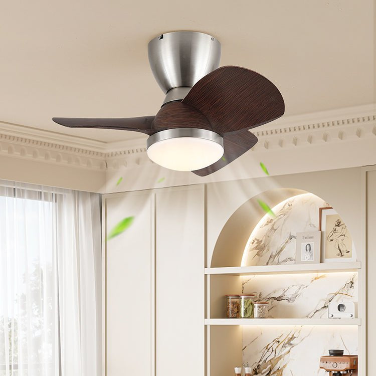 Aldiian ventilador de techo con luz minimalista de latón y madera de nogal