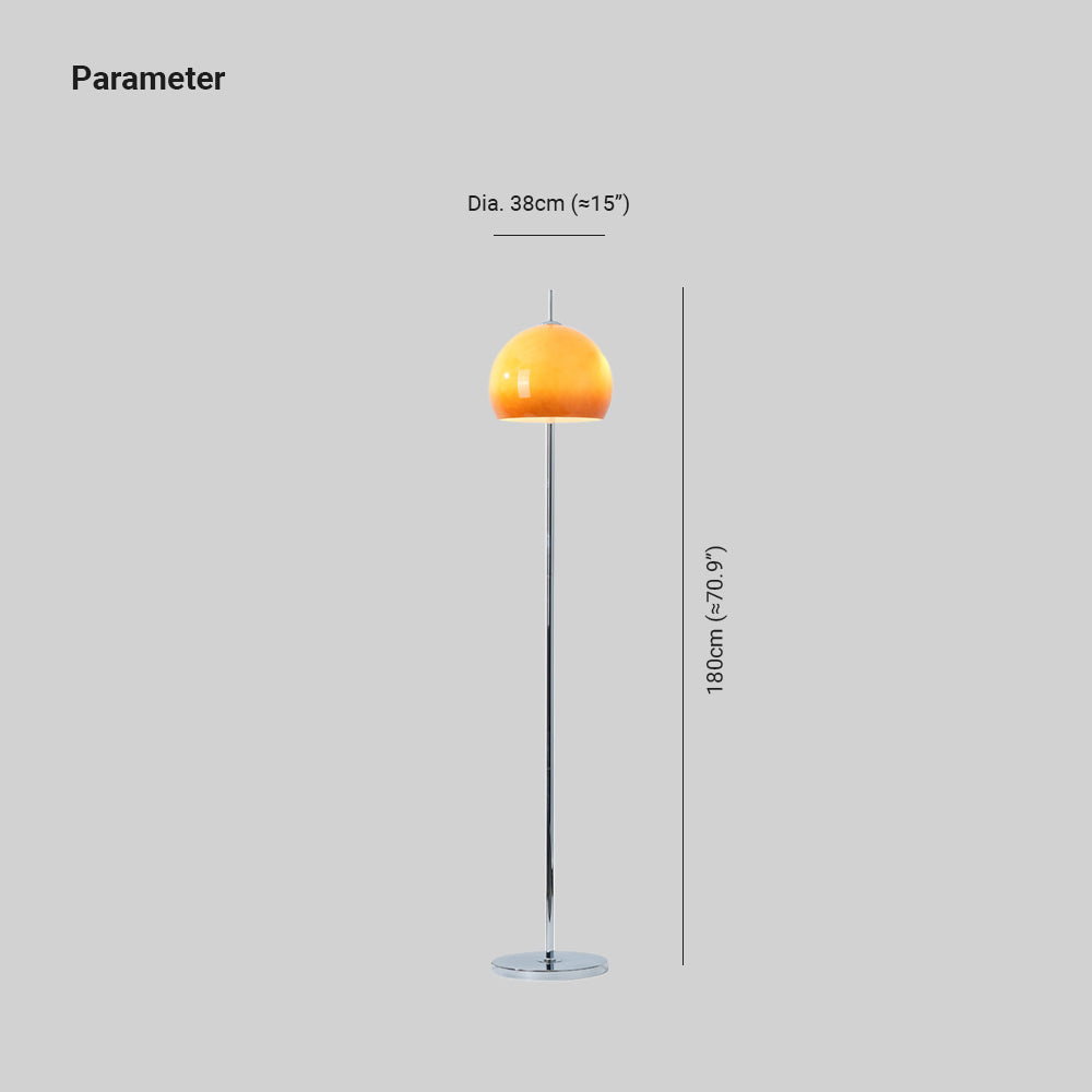 Mira Moderna Semicircular Metal /Vidrio Lámpara de Pie Naranja