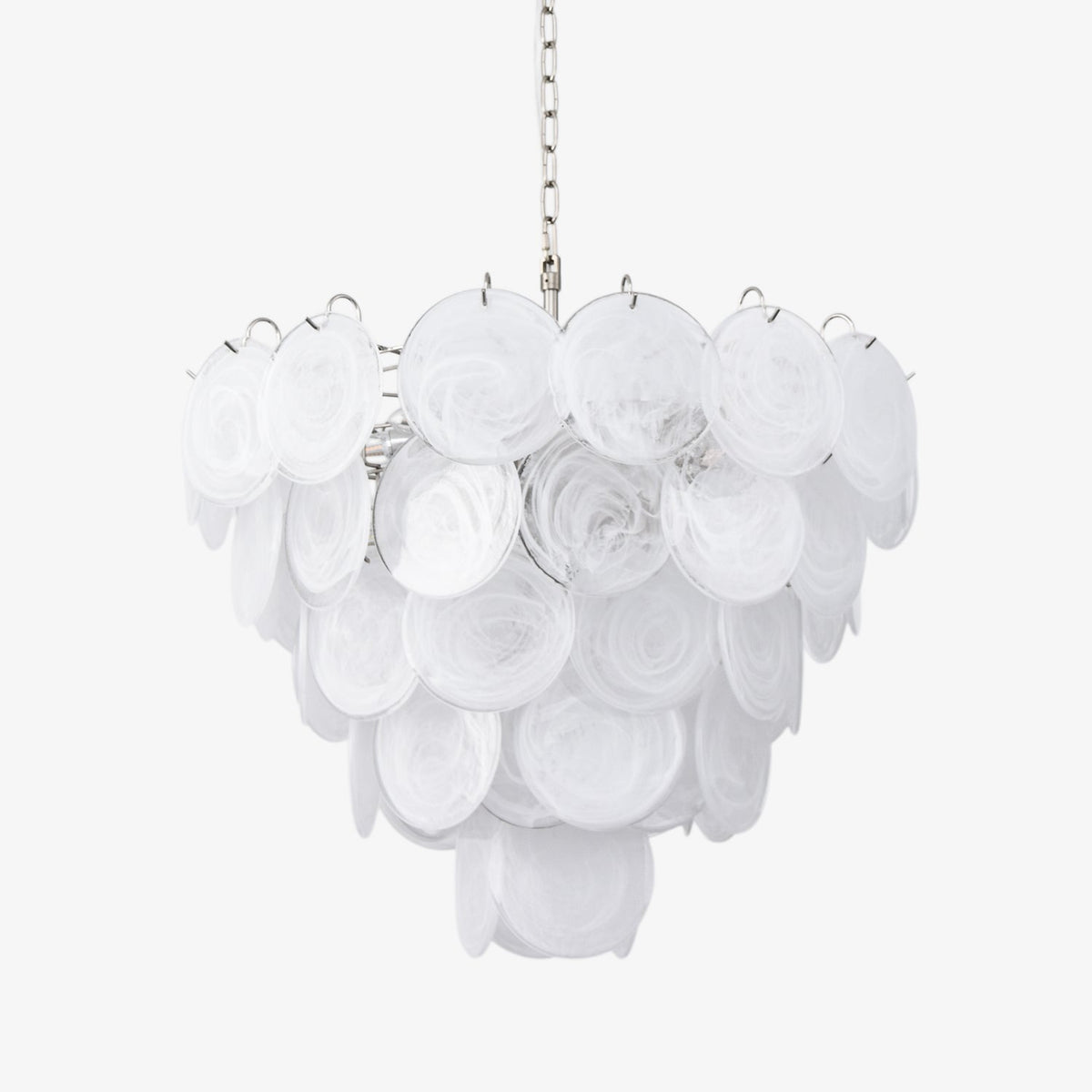 Veloelle lámpara de araña blanca de vidrio Murano disc contemporáneo