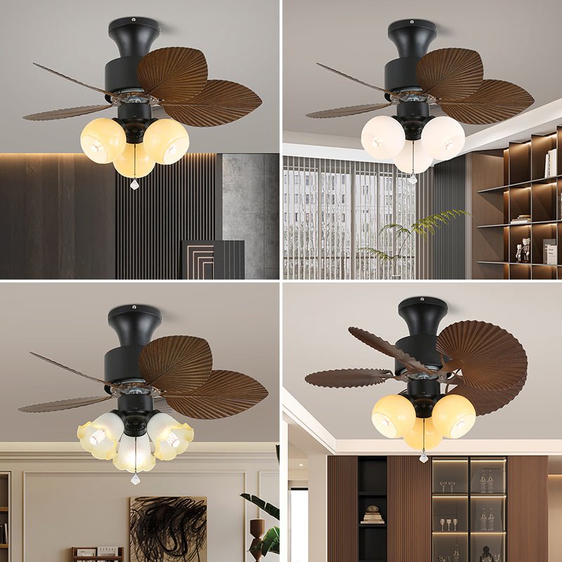 Celoine ventilador de techo con luz Tropical de vidrio