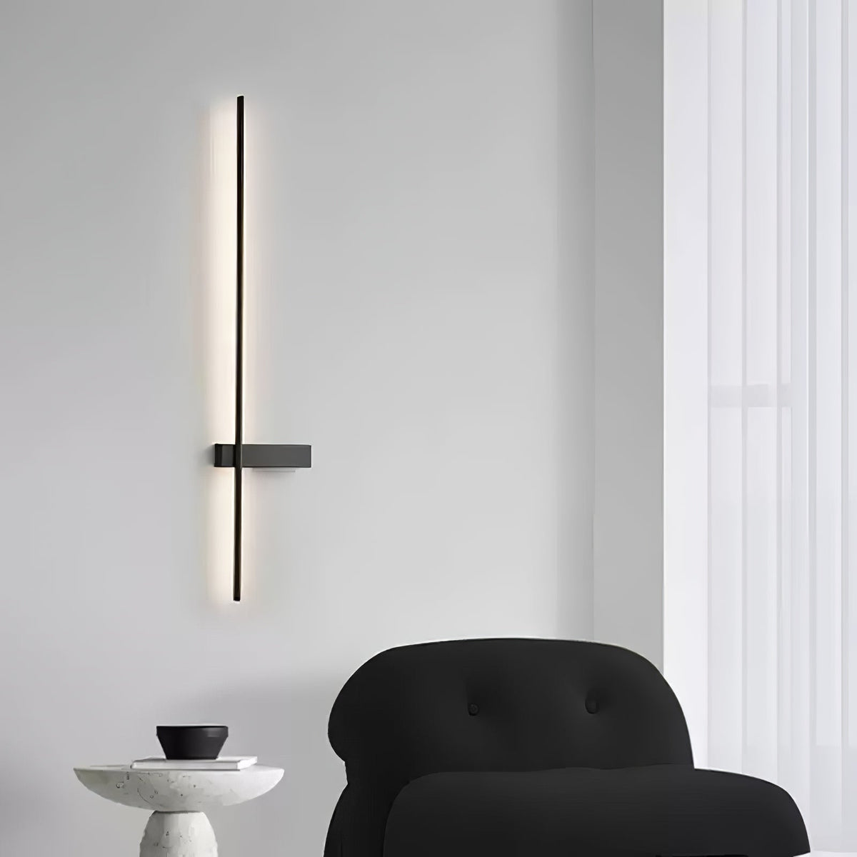 Mesv aplique de pared lineal recargable negro