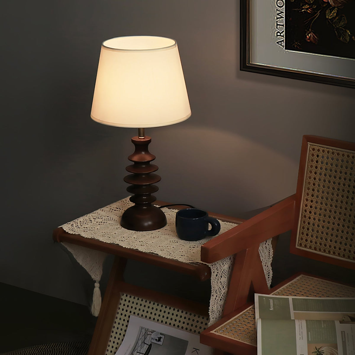 Tivoce lámpara de mesa de tejido vintage