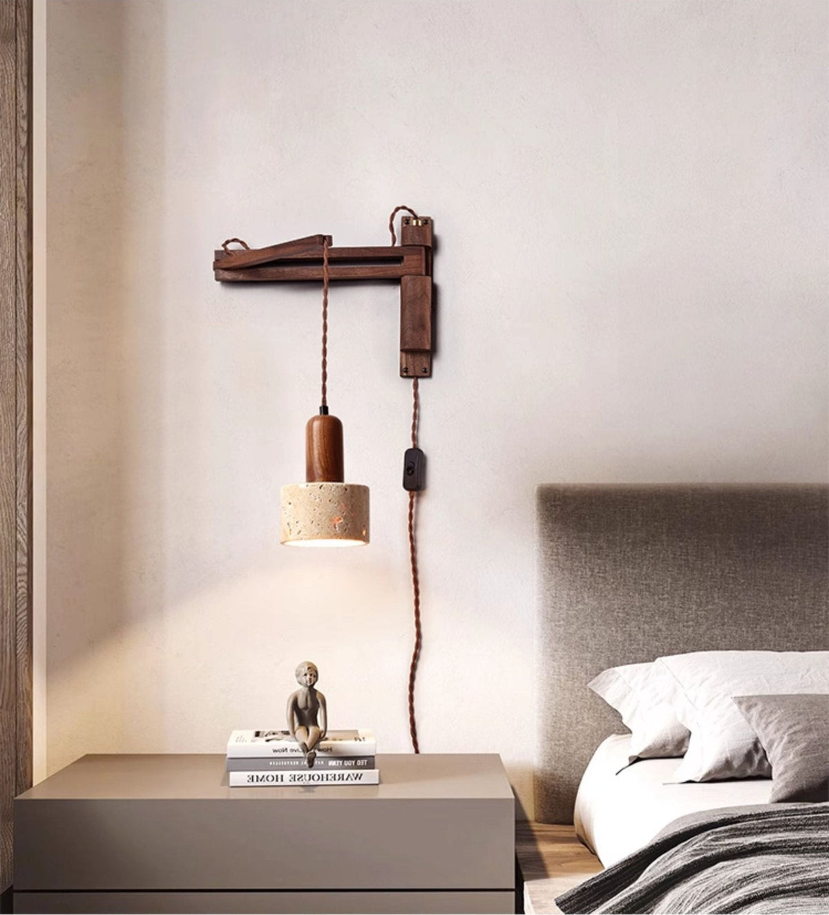 Arboren aplique de pared regulable con cúpula en travertino
