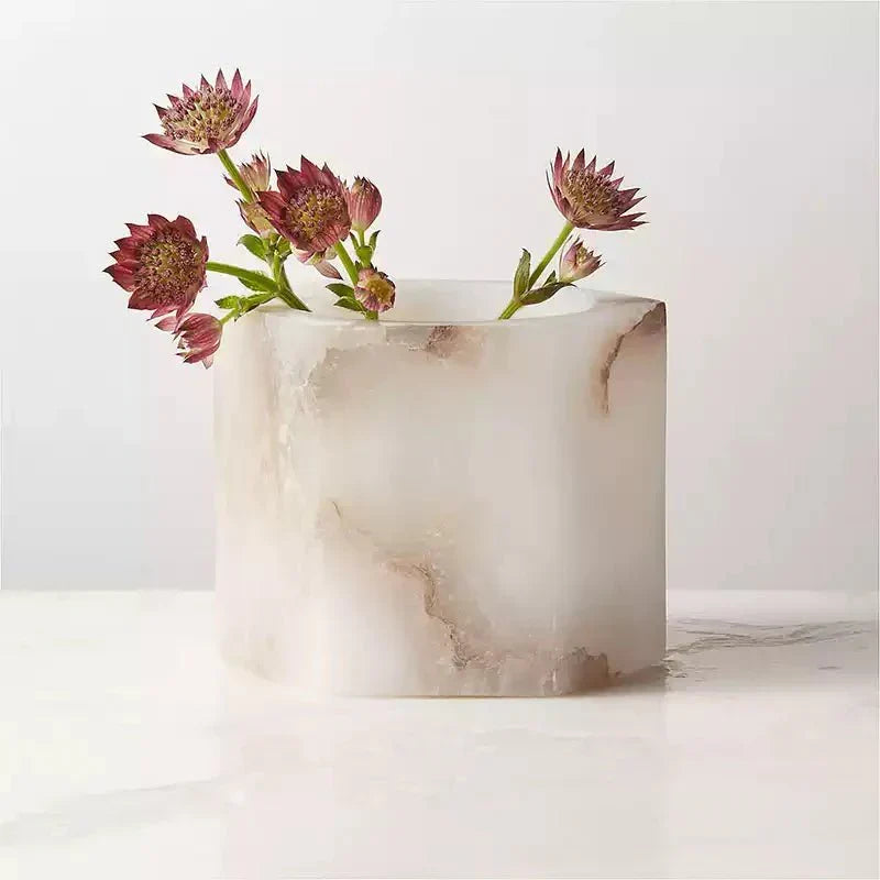 Qesta Cubo de alabastro natural moderno para velas