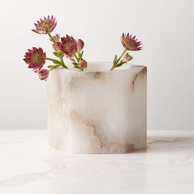 Qesta Cubo de alabastro natural moderno para velas