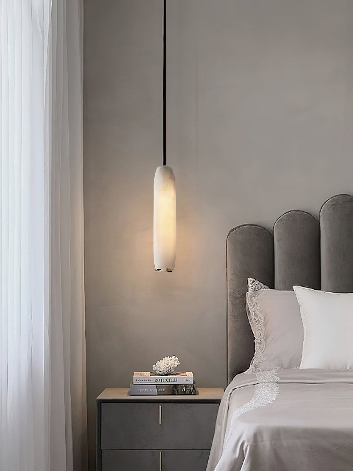 Orven lámpara colgante Flute moderna minimalista de alabastro