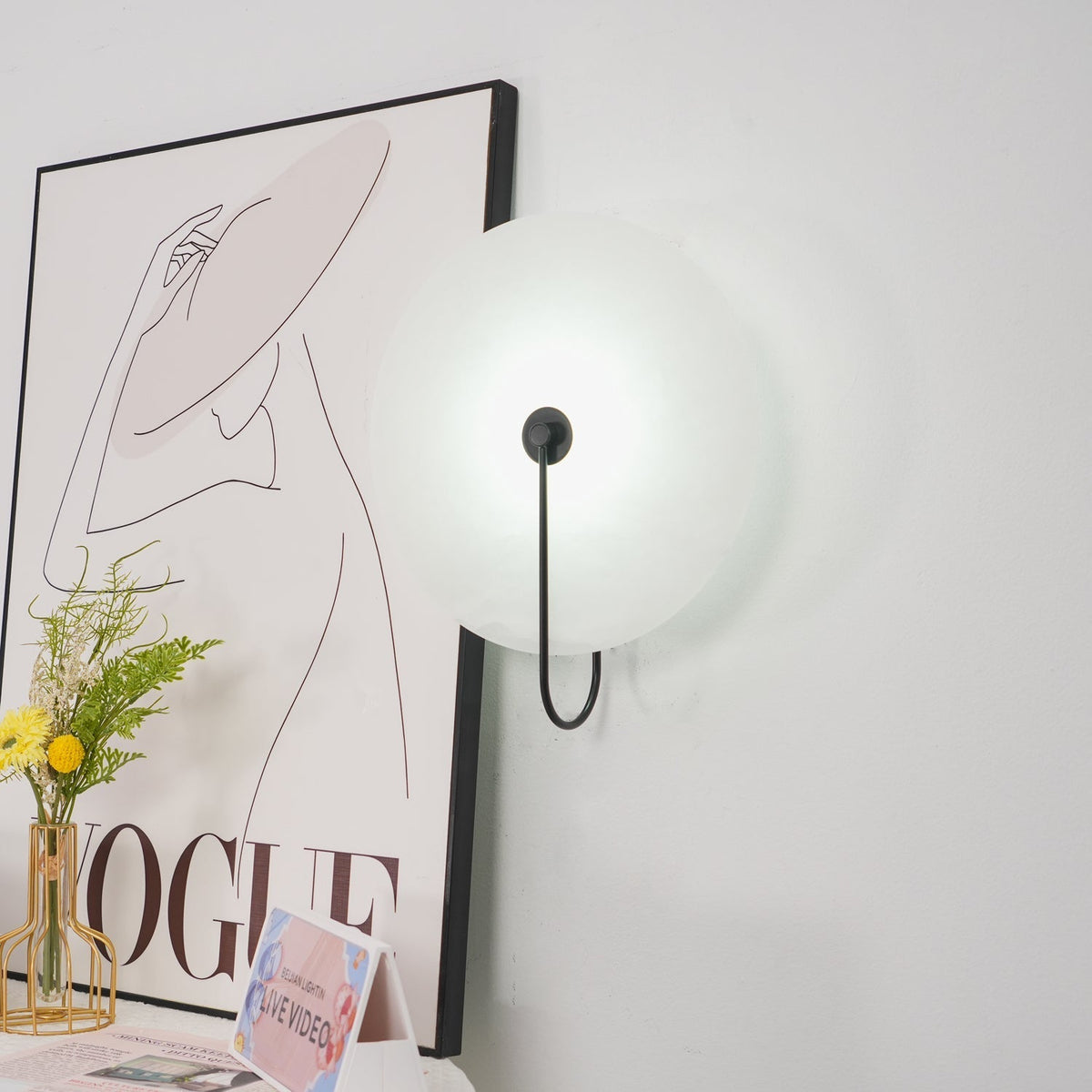 Albeenne aplique de pared con globo de alabastro