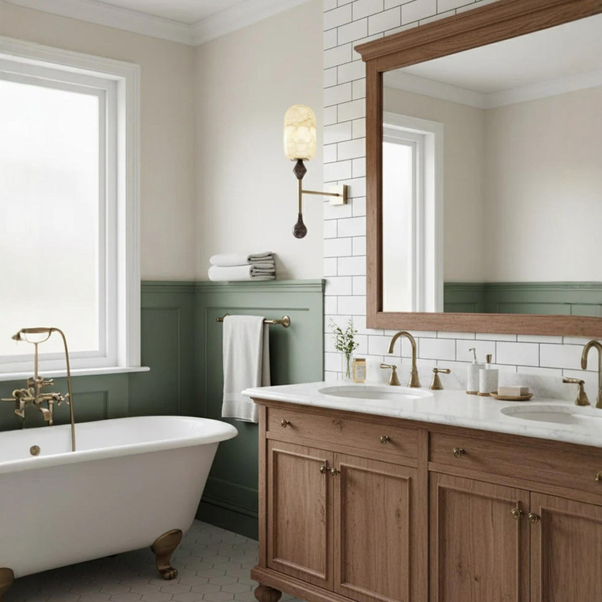 Mila aplique de pared Vintage alabastro doble