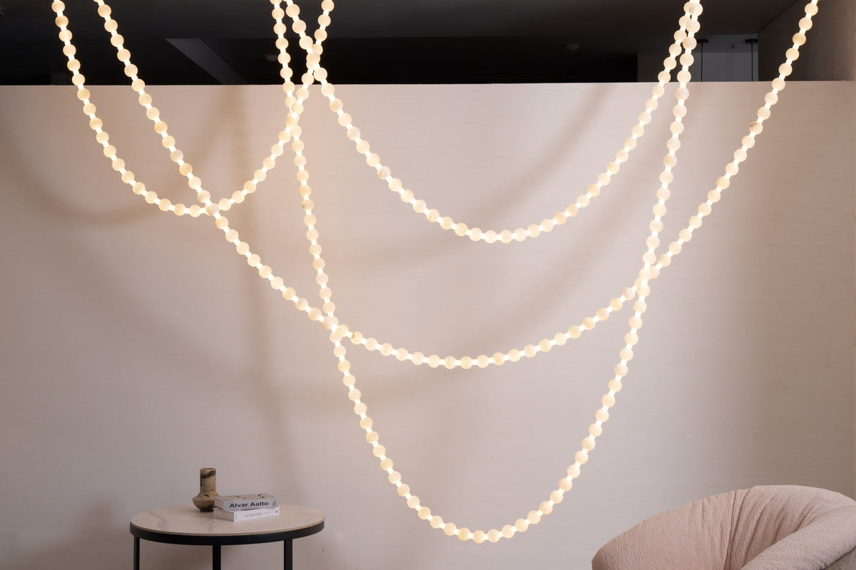 Grempt alabastro Pearl Necklace lámpara de araña