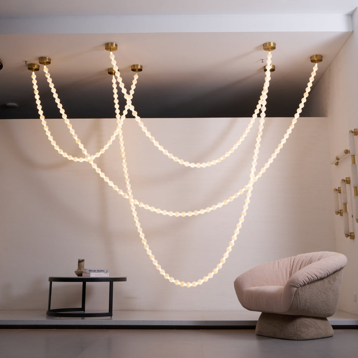 Grempt alabastro Pearl Necklace lámpara de araña