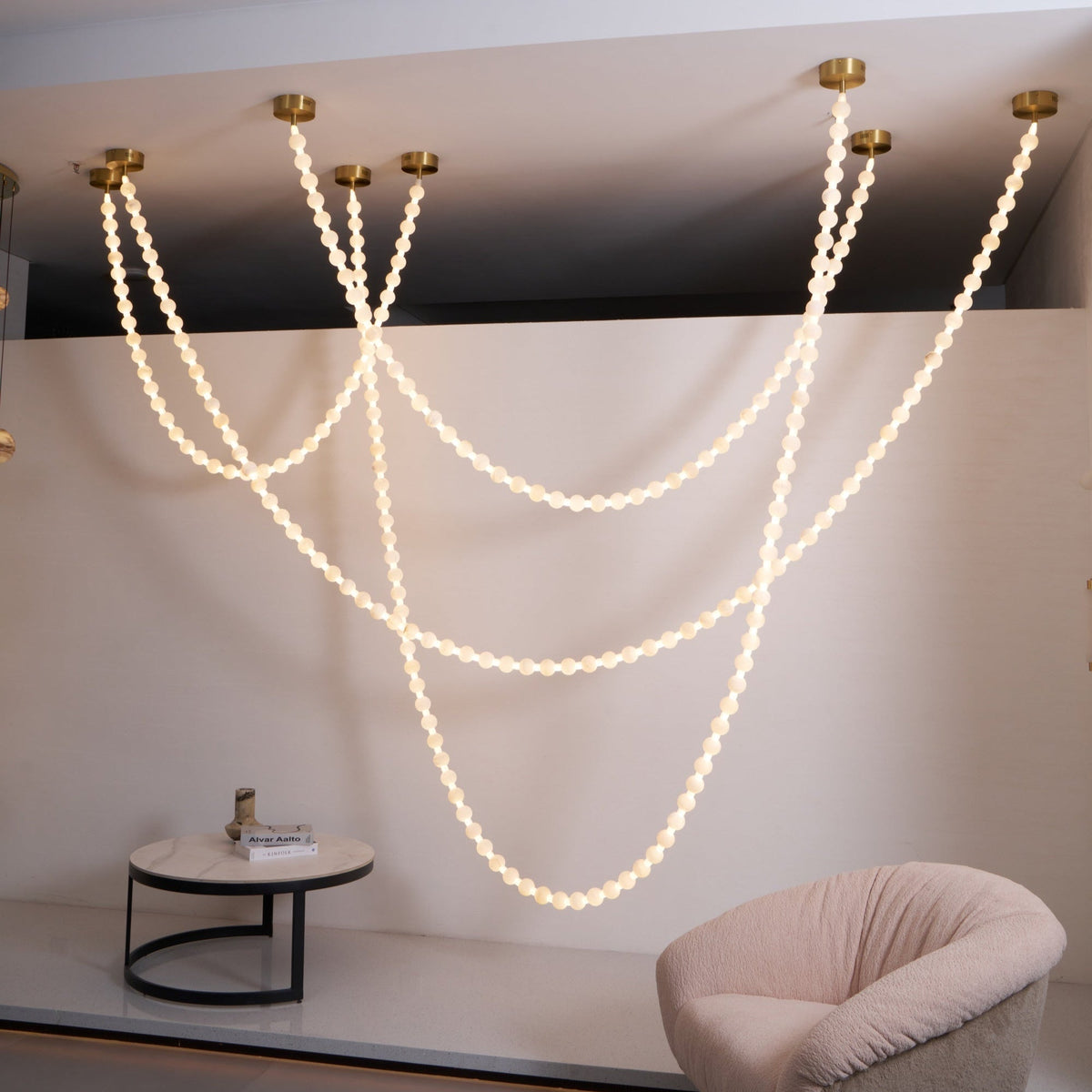 Grempt alabastro Pearl Necklace lámpara de araña