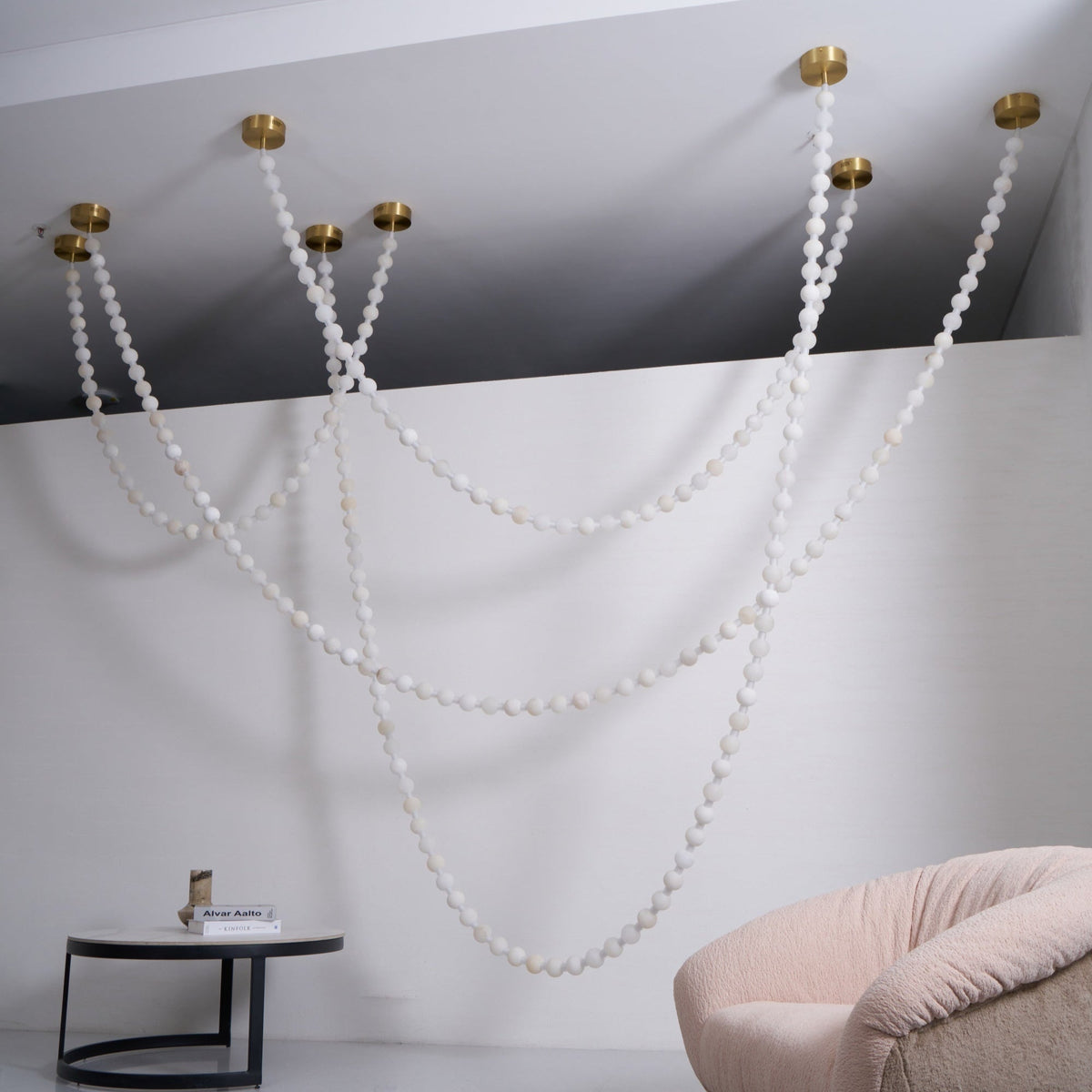 Grempt alabastro Pearl Necklace lámpara de araña