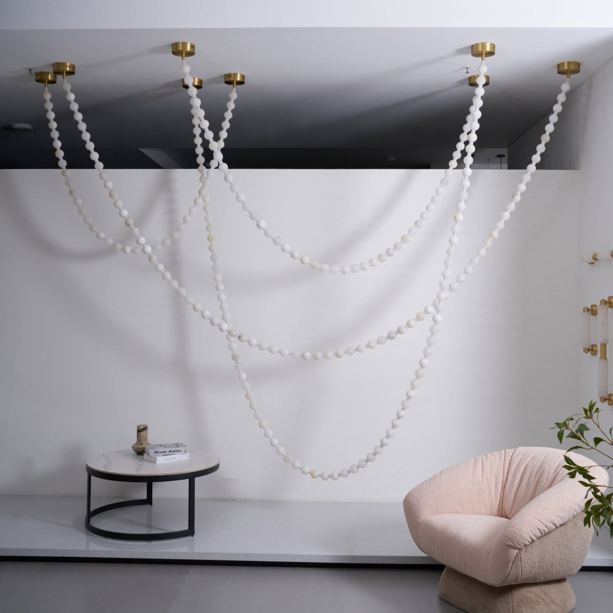 Grempt alabastro Pearl Necklace lámpara de araña
