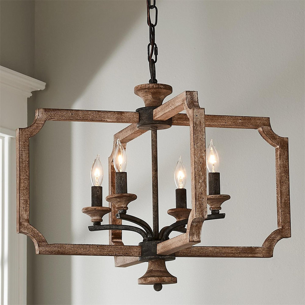 Eirikuvyi lámpara colgante Vintage Creatividad Metal madera Farol