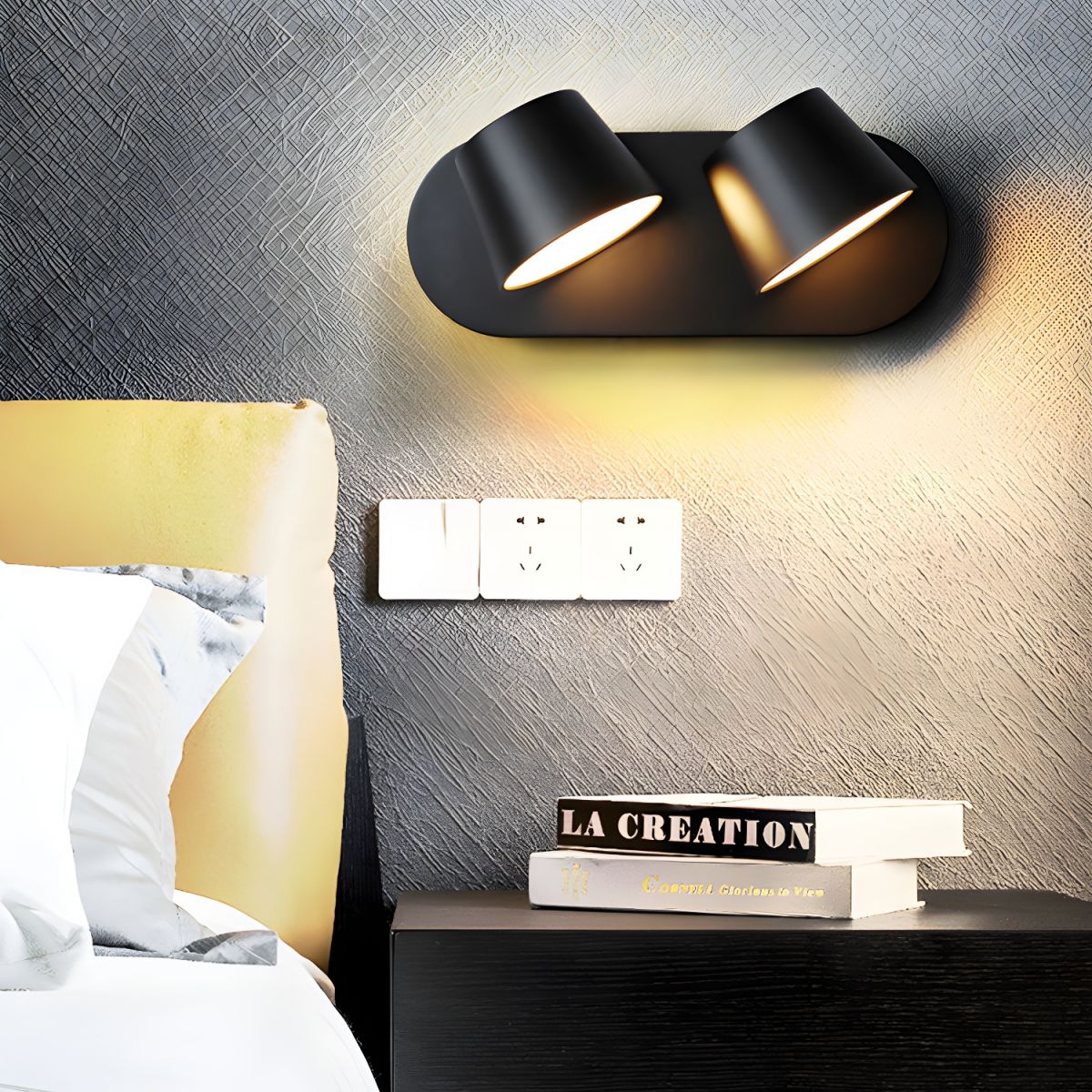 Aurlaeir aplique de pared regulable con enchufe enchufable