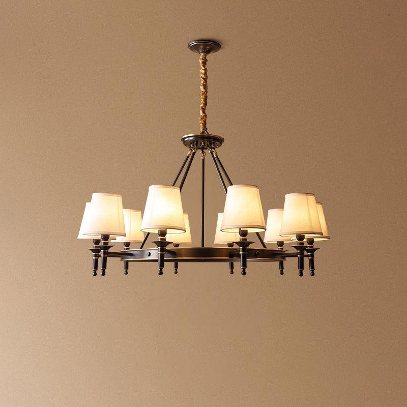 Dyvlen lámpara de araña en latón con pantalla de lino moderna 8-Light