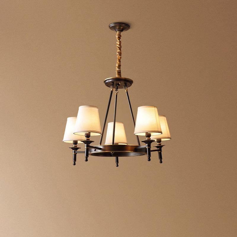 Dyvlen lámpara de araña en latón con pantalla de lino moderna 8-Light