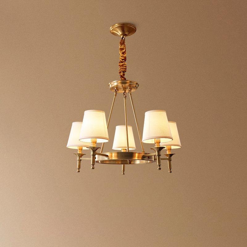 Dyvlen lámpara de araña en latón con pantalla de lino moderna 8-Light