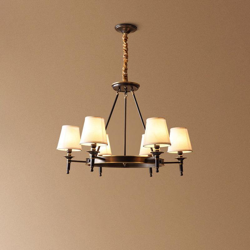 Dyvlen lámpara de araña en latón con pantalla de lino moderna 8-Light