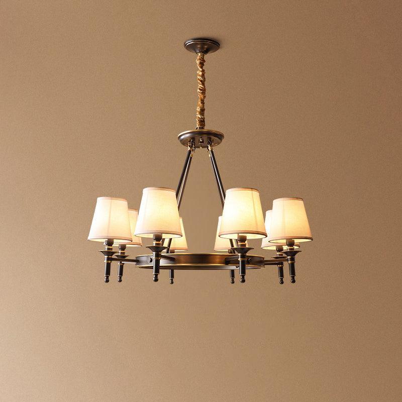 Dyvlen lámpara de araña en latón con pantalla de lino moderna 8-Light