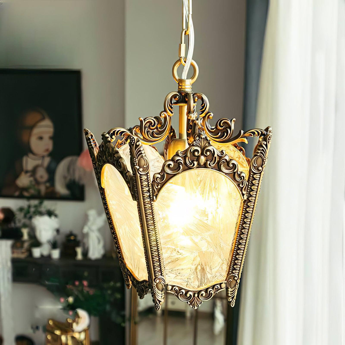 Auririelle lámpara colgante de latón estilo Imperio antiguo y elegante