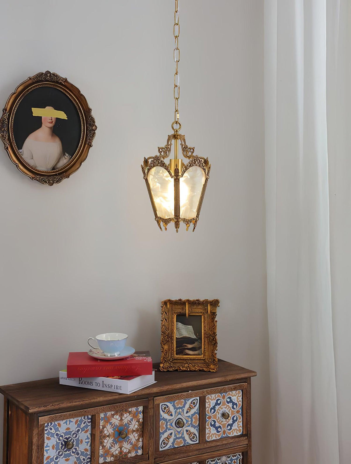 Auririelle lámpara colgante de latón estilo Imperio antiguo y elegante