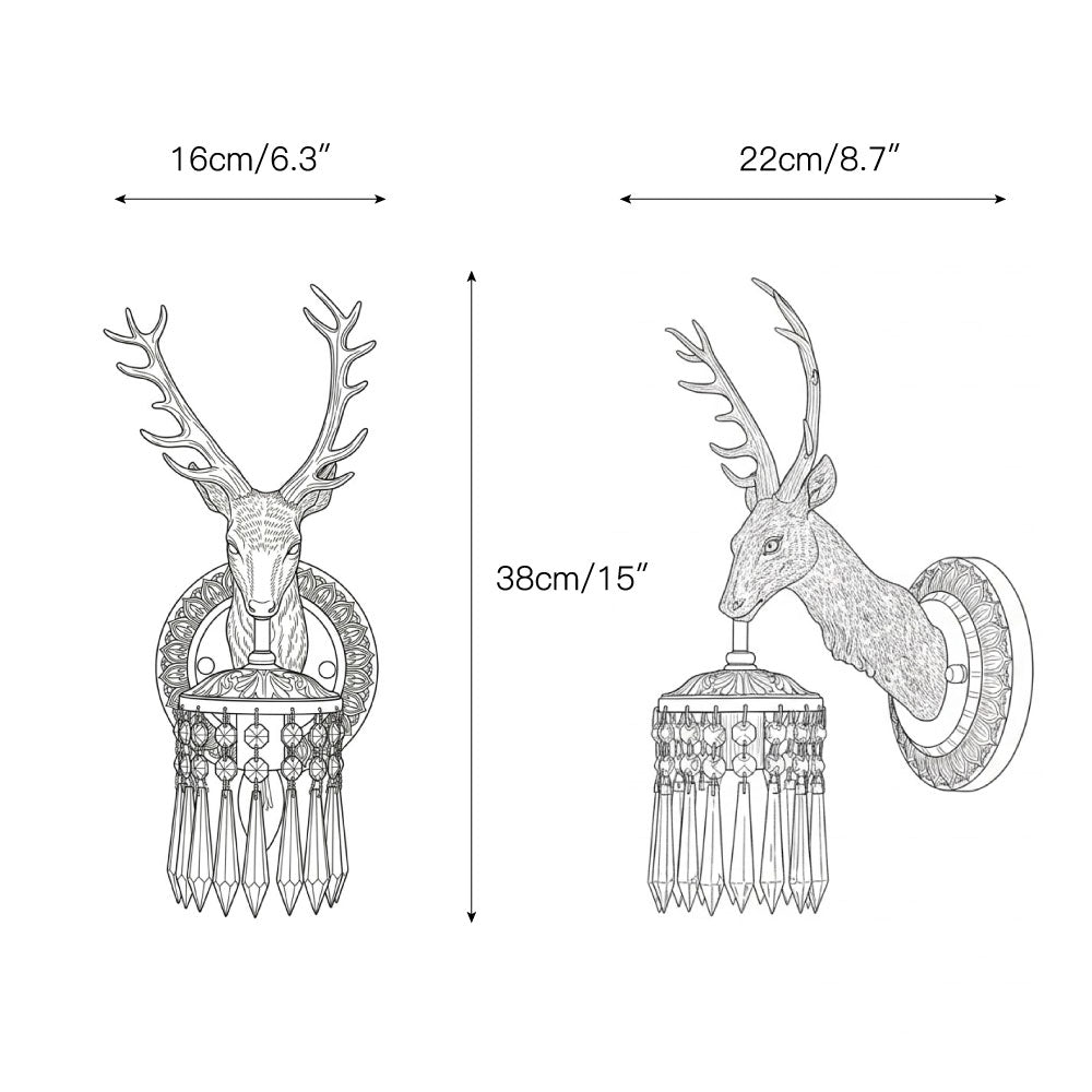 Antler aplique de pared de cristal